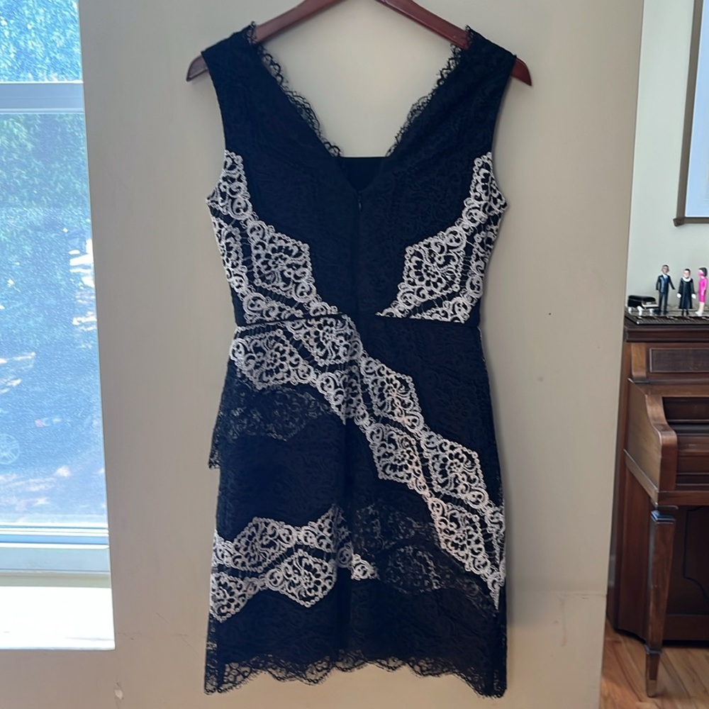 Maggy London Black and White Sweetheart Sheath Mini Dress - Picture 2 of 11